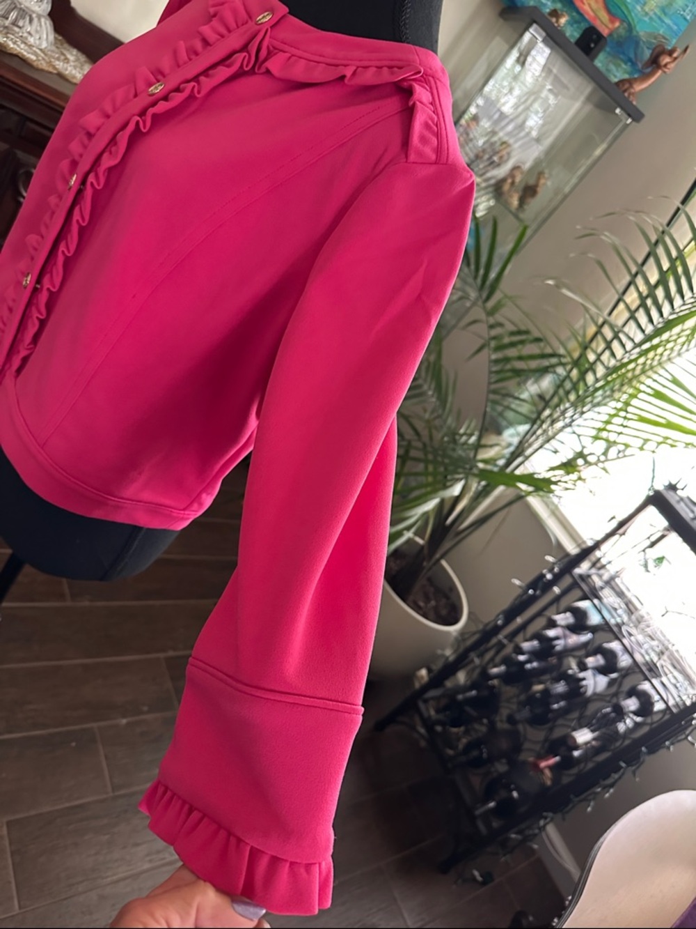 Christian Siriano Bright Pink Ruffle-Trim Blazer Jacket - Picture 4 of 5
